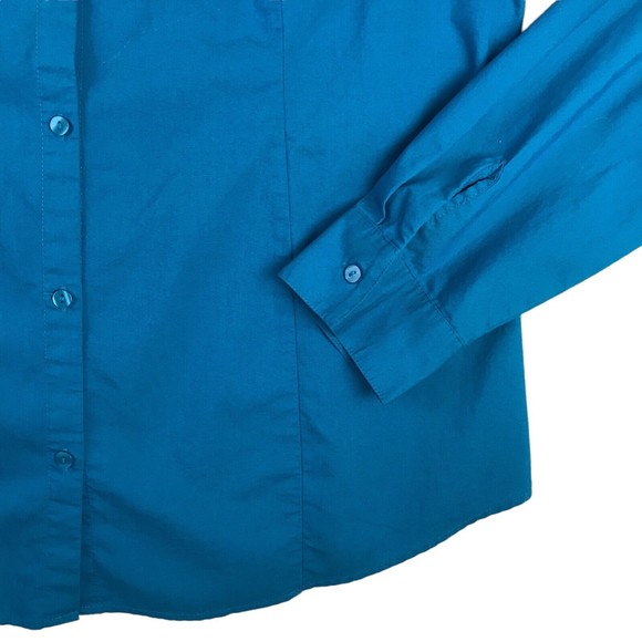 Worthington Women's 16T Button Up Dress Shirt Turquoise Career Long Sleeves - Picture 4 of 9